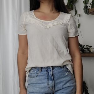 Express off-white textured blouse with ruffles